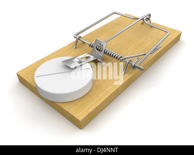 Mausefalle und Tablet (Clipping-Pfad enthalten) Stockfoto