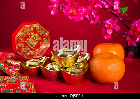 Chinesisches Neujahr-Dekorationen, Generci chinesische Zeichen symbolisiert Gong Xi Fa cai ohne Verletzung des Urheberrechts Stockfoto