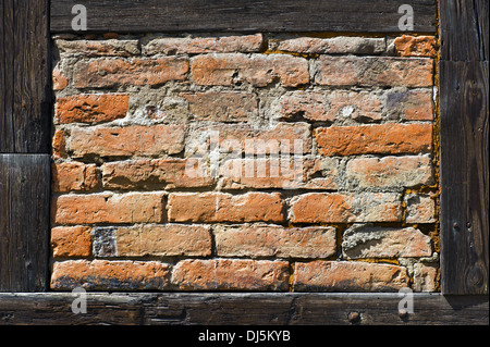 Ausschnitt aus der Wand eines Fachwerk-Hauses Stockfoto