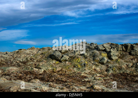 Mineralische Ablagerungen in Namaskard, vulkanische, IcelandThe Bereich zeichnet sich durch kochendem Schlamm-Mooren und Solfataren. Stockfoto