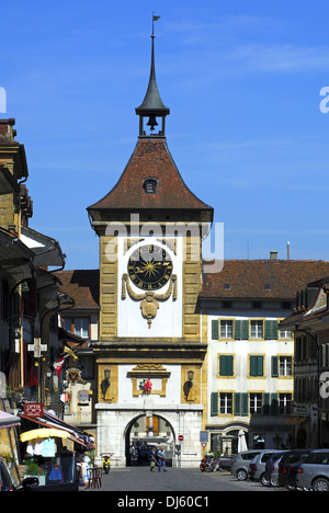 Stadttor von Murten, Schweiz Stockfoto