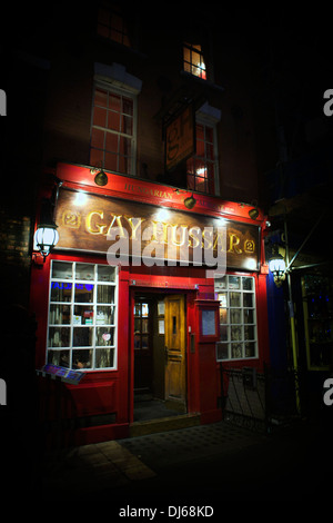 Das Gay Husaren ungarisches Restaurant Exterieur, in Soho Greek Street. Stockfoto