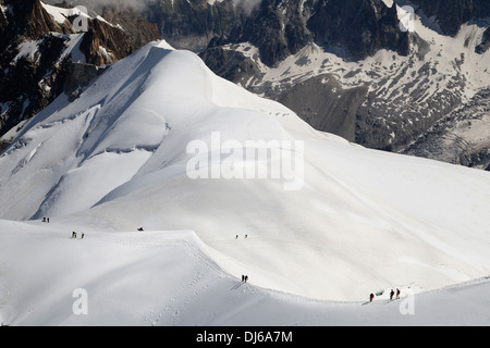 Grat der Aiguille du Midi, Französische Alpen. Stockfoto