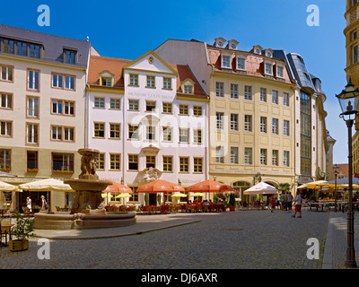 Kleine Fleischergasse Straße, historischer Ort, Haus Zum Arabischen Coffe Baum in Leipzig, Sachsen, Deutschland Stockfoto
