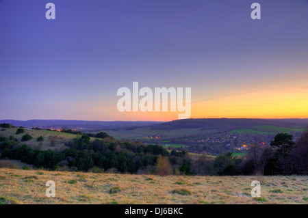 Dorking, Surrey nachts Box Hill entnommen. Nachtaufnahme Langzeitbelichtung. Stockfoto