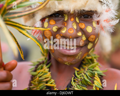 Asaro Mudmen Womens Kulturkreises, Daulo Bezirk, Eastern Highlands Province - Goroka Show-Papua-Neu-Guinea Stockfoto