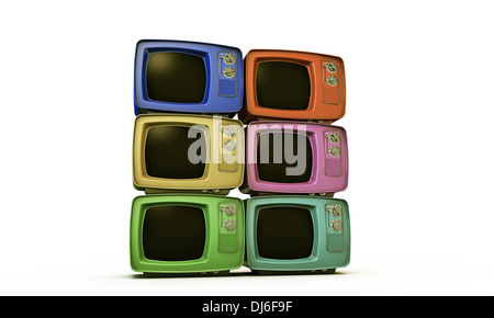 Abbildung der alten altmodisch tv isoliert auf weißem Hintergrund Stockfoto