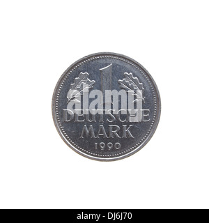 Eine d-Mark Münze isoliert auf einem weißen Hintergrund Stockfoto