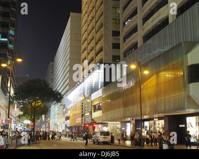 Ein Blick auf Canton Road in Kowloon Hong Kong bei Nacht Stockfoto