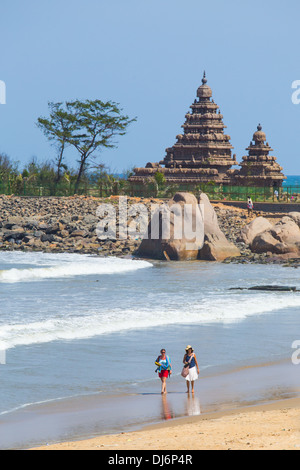 Ufer-Tempel-Mahabalipuram oder Mamallapuram, Tamil Nadu, Indien Stockfoto