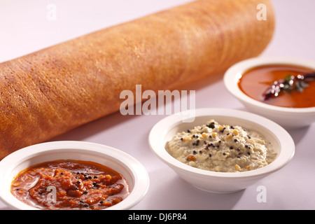 Masala Dosa ist ein knusprigen Pfannkuchen aus South Indian Cuisine Stockfoto