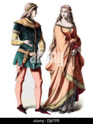 Deutsches Kostüm: Edle Frau und deutsche Ritter II Stockfotografie - Alamy