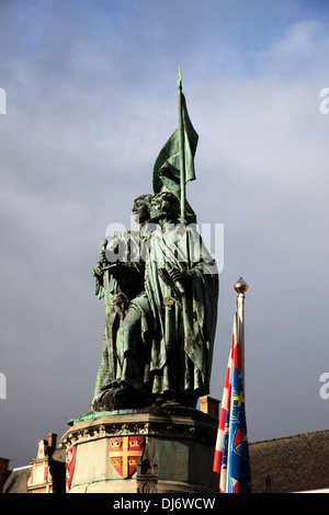 Die Jan Breydel und Peter De Conik Statue, Marktplatz, Brügge City, West-Flandern, belgischen Region Flandern. Stockfoto