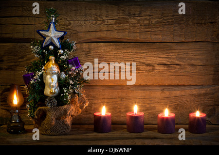 Weihnachten Vintage Baum abstrakten Hintergrund mit Kerzen Stockfoto