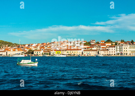 Vela Luka-Stadt auf der Insel Korcula, Kroatien Stockfoto