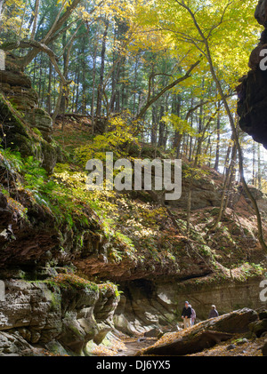 Farben des Herbstes sind lebendige Sackler Parfreys Glen State Natural Area, in der Nähe von Baraboo, Sauk County, Wisconsin. Stockfoto