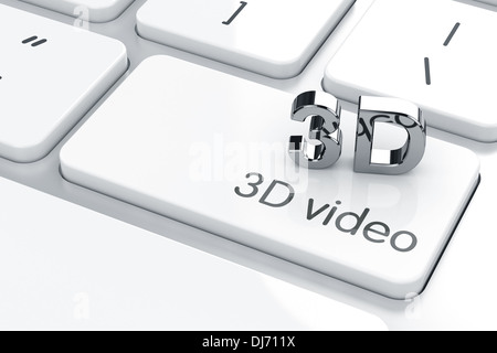 3D-Chrome-Symbol auf der Computertastatur. 3D video-Konzept Stockfoto