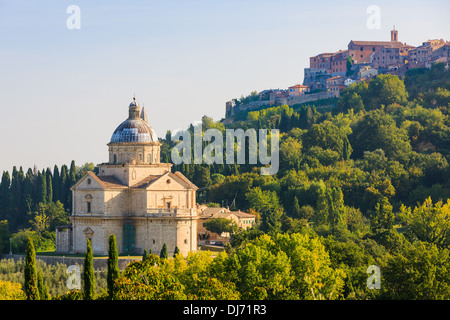 Die Wallfahrtskirche San Biagio, Montepulciano, Italien Stockfoto