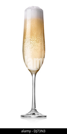 Glas Champagner isoliert auf weißem Hintergrund Stockfoto