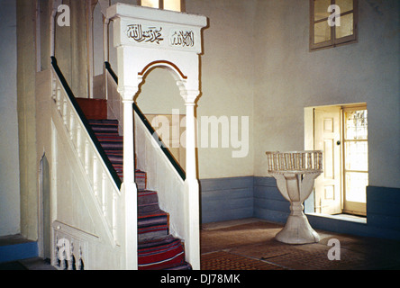 Hala Sultan Tekke Moschee Zypern Innenraum zeigt Minbar Stockfoto