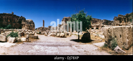 Anjar Libanon Überblick über die Ruinen von Calif Malik im 8. Jahrhundert Umayyaden im römischen Stil gebaut Stockfoto