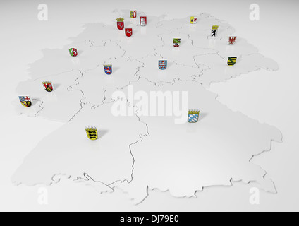 Deutschland und seine Bundesländer - detailliert- Stockfoto