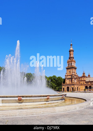 Brunnen auf der Plaza de Espana - España in Sevilla, Andalusien, Spanien Stockfoto