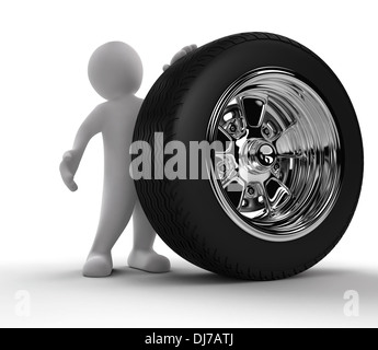 Person, die Auto-Rad Stockfoto