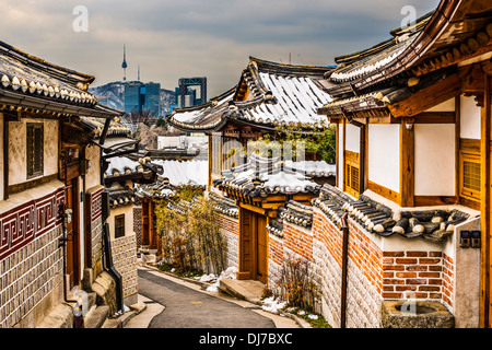 Seoul, Südkorea am Bukchon Hanok historischen Viertel. Stockfoto