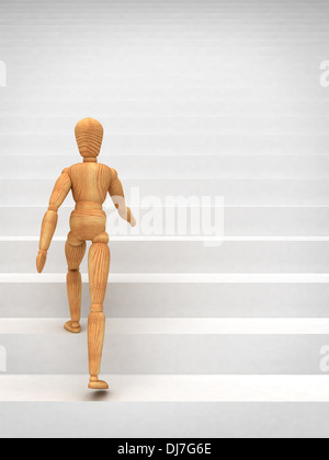 Mannequin Treppensteigen (isoliert auf weißem Hintergrund) Stockfoto