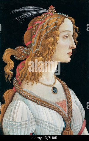 Sandro Botticelli, idealisierten Portrait of a Lady. 1480 Tempera und Gold auf Holz. Städel, Frankfurt Am Main, Deutschland. Stockfoto
