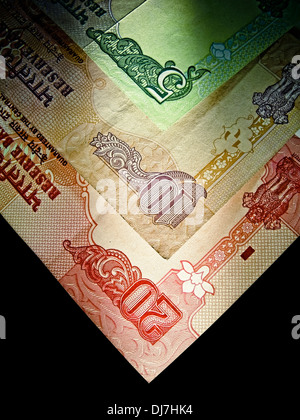 Indische Währung, 5, 10, 20 (fünf, zehn, zwanzig) Rupie Banknoten Stockfoto