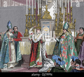 Napoleon Bonaparte (1769-1821). Die Krönung von Napoleon. Notre-Dame de Paris, 2 Dezember. Stockfoto