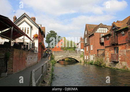 Fluss Itchen Winchester, Hampshire, England, UK. Stockfoto