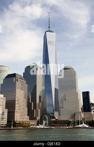 Skyline von Manhattan aus dem Hudson River in New York Stockfoto