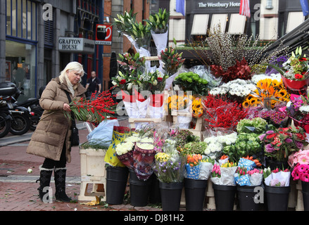 Blume-Stall auf der Grafton Street in Dublin Stockfoto