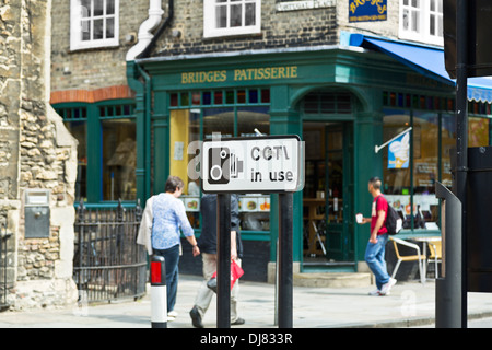 Schild CCTV gebräuchlich, Cambridge, England Stockfoto