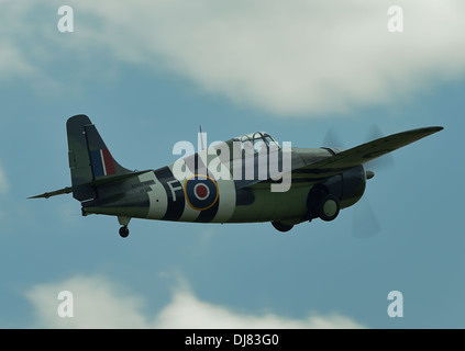 Grumman FM-2 Wildcat, WW2 Kampfflugzeug mit Royal Navy Markierungen bei Duxford Air fliegen zeigen .UK, 2013 Stockfoto