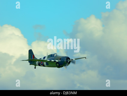 Grumman FM-2 Wildcat, WW2 Kampfflugzeug mit Royal Navy Markierungen bei Duxford Air fliegen zeigen .UK, 2013 Stockfoto