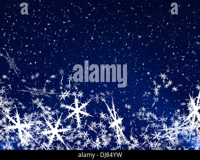 Frohe Weihnachten. Schneeflocke auf blauem Hintergrund Stockfoto