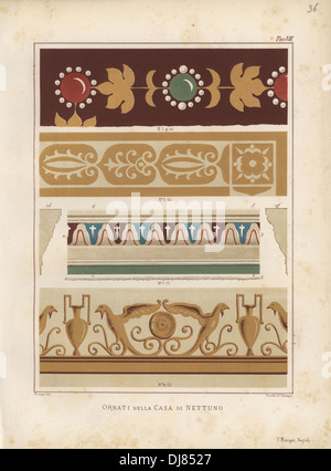 Wanddekorationen aus der Casa di Nettuno, Haus des Neptun und Anfitrite in Herculaneum. Stockfoto