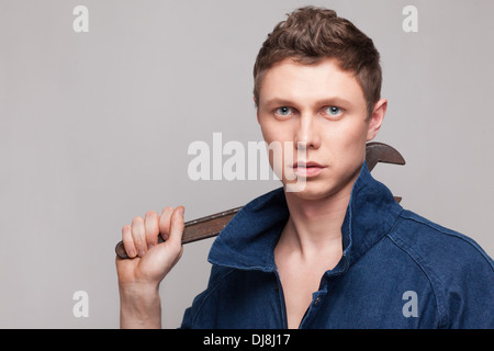 Closeup Portrait der jungen Arbeitnehmer Stockfoto