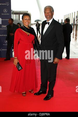 Morgan Freeman Und Ehefrau Myrna Laureus Sports Awards 2007, Barcelona (Spanien) Stockfoto