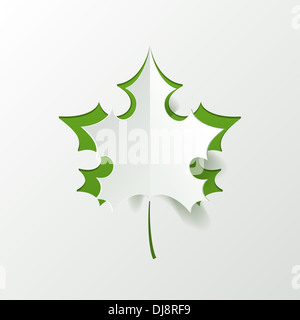 Abstrakte grüne Ahornblatt, Isolated on White Background Stockfoto