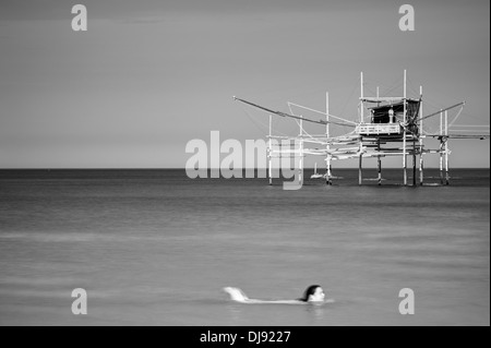 Italien, Abruzzen. "Trabocco", typischen Fischerdorf Haus Stockfoto