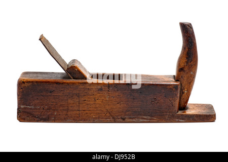 Altes Holz Flugzeug, isoliert auf weißem Hintergrund Stockfoto