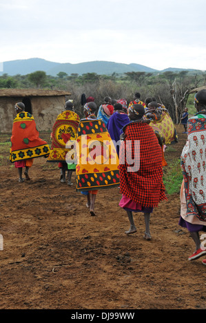 Massai-Stamm, Masai Mara, Provinz Rift Valley in Kenia, Ostafrika Stockfoto