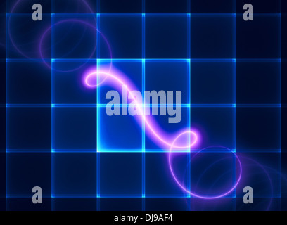 Leuchtende Neon Spirale transparent blue screen Stockfoto