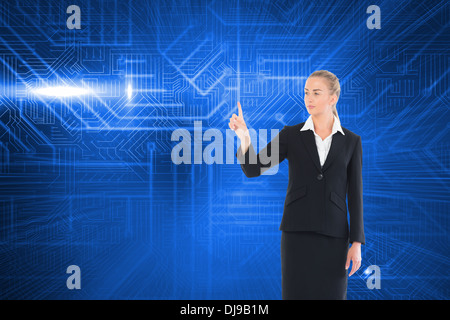 Zusammengesetztes Bild der jungen blonden Geschäftsfrau zeigt Stockfoto