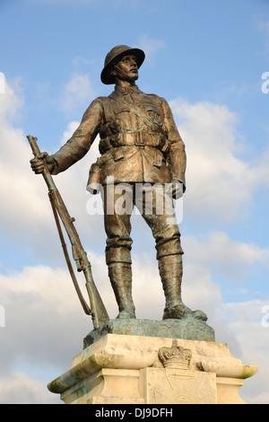Eine Bronze-Soldat steht als ein Denkmal für gefallene Soldaten des ersten Weltkriegs. WW1 Stockfoto